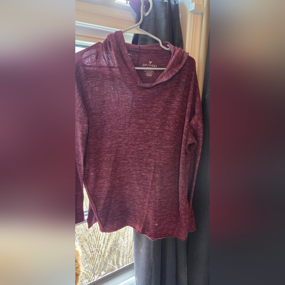 American Eagle Outfitters Maroon Hoodie Sweatshirt